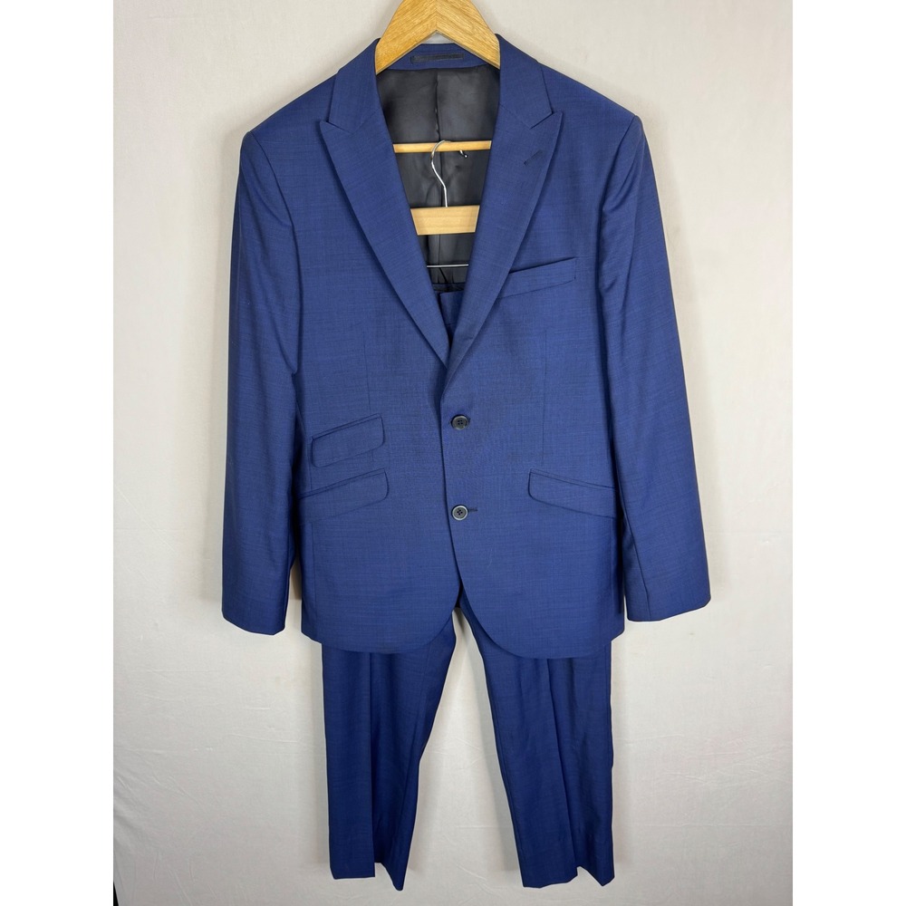 Le 31 Simons Mens Blue Marzotto Virgin Wool Stockholm Fit Suit 38R 30x28